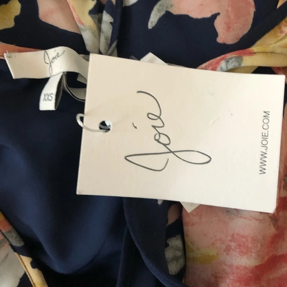 Joie Foxglove Floral Ruffle sleeveless Dress Navy